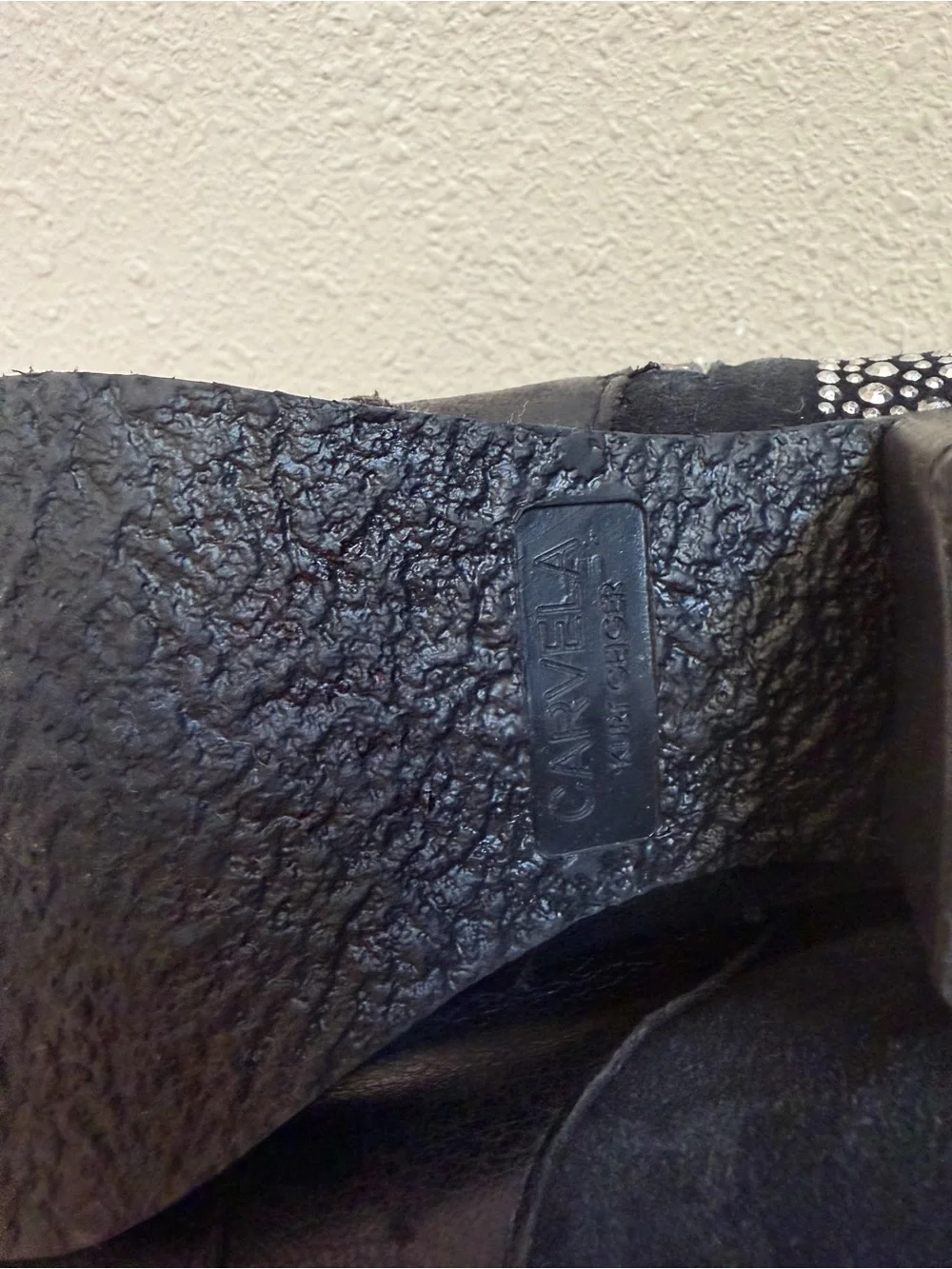 Carvela by Kurt Geiger Black Leather & Suede Studded Ankle Boots — EU 37